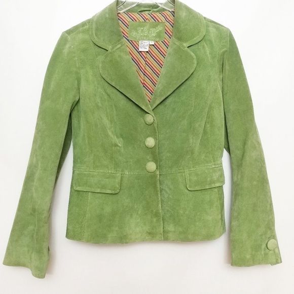 Live a Little Jackets & Blazers - Live a Little Green Suede Leather Jacket